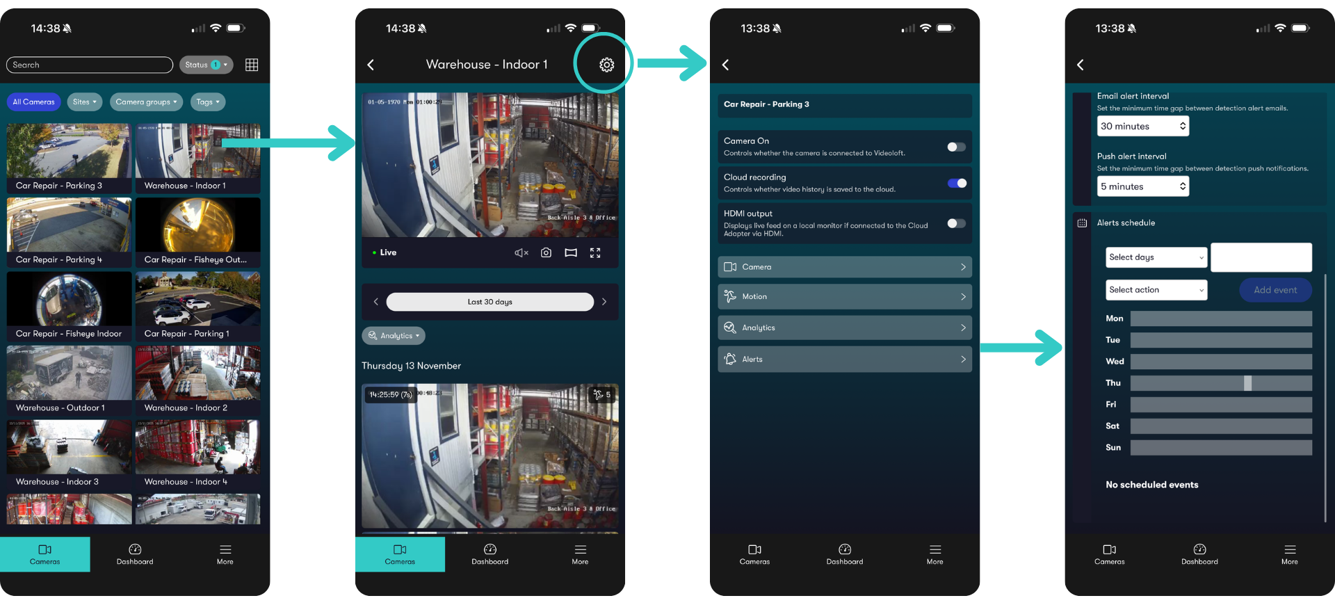 Hikvision CCTV alerts scheduling mobile app