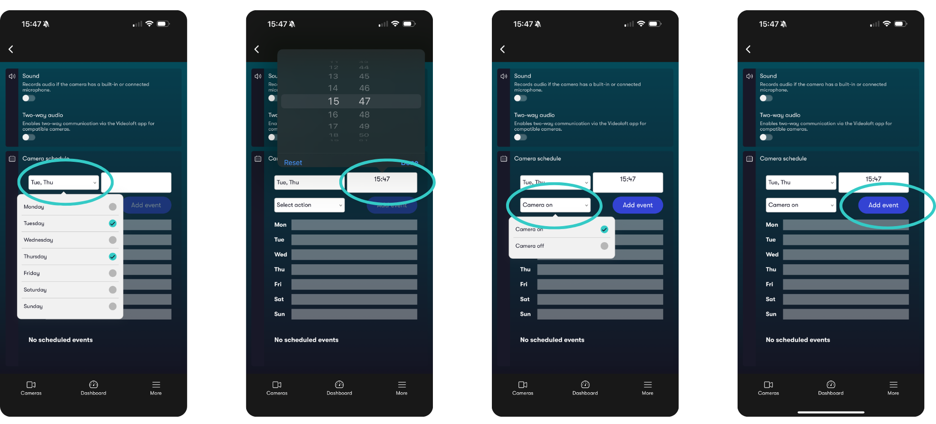 Hikvision CCTV camera scheduling mobile app