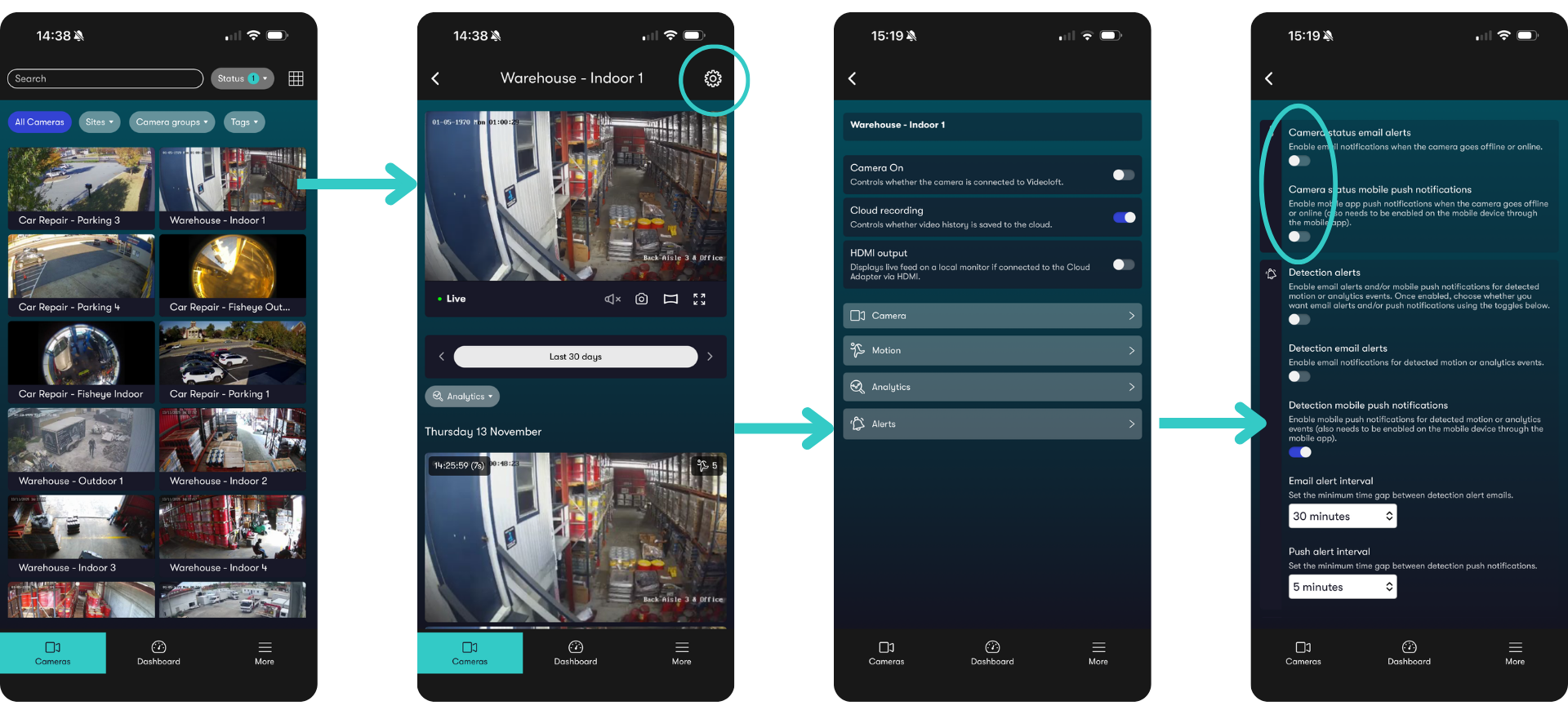 Hikvision mobile app camera status alerts