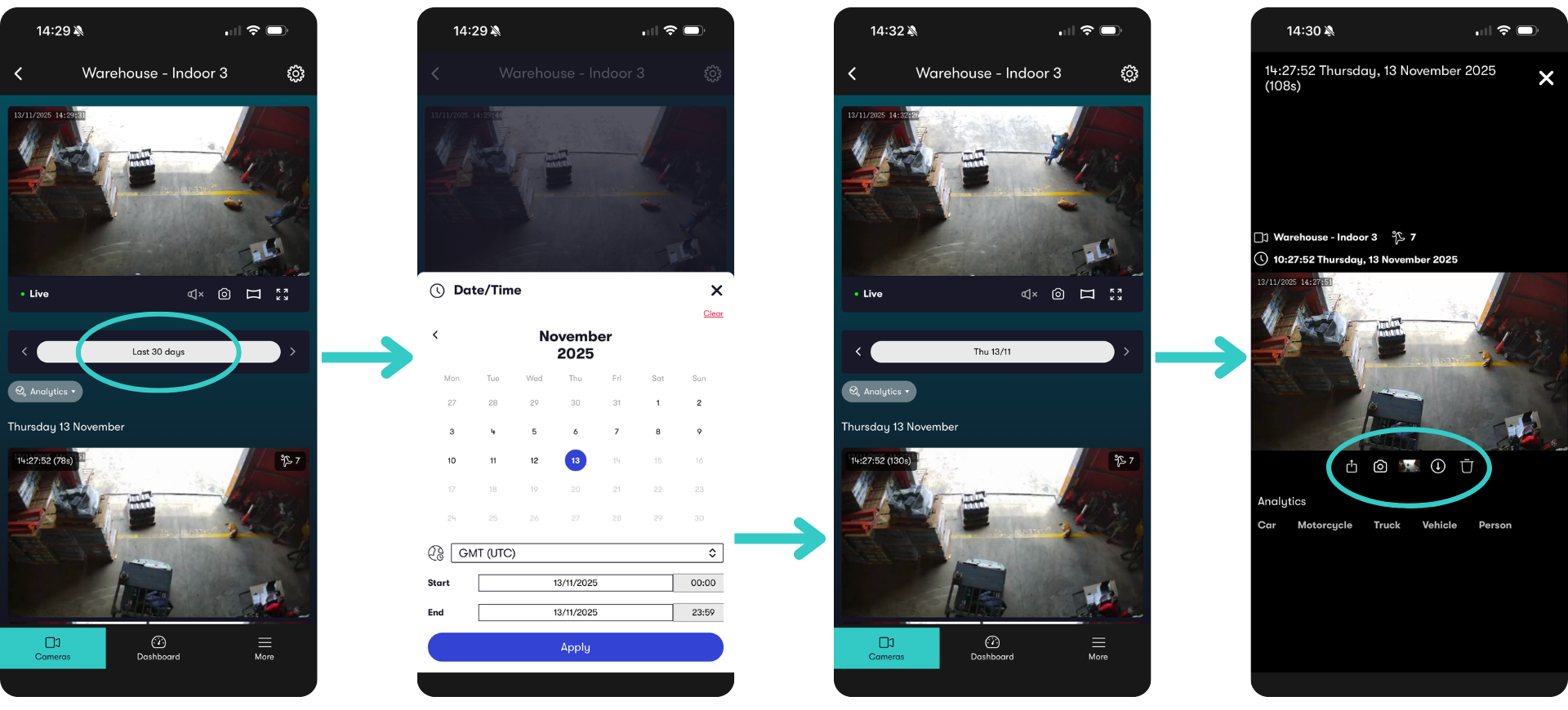 TVT camera app events