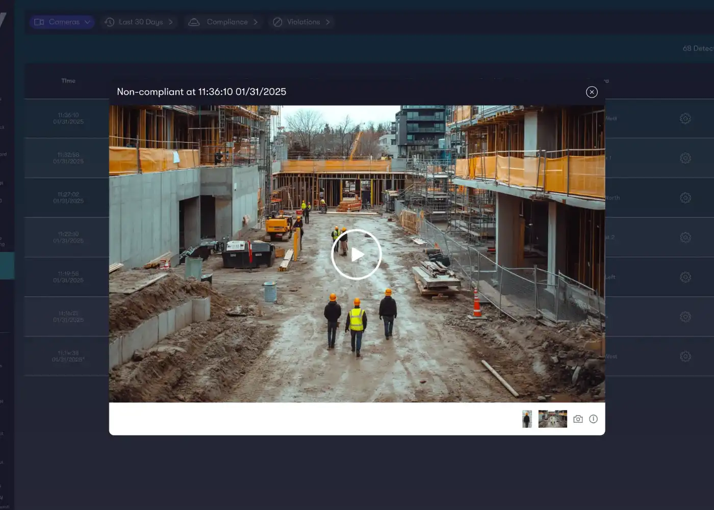 Videoloft PPE dashboard showing video evidence of compliance
